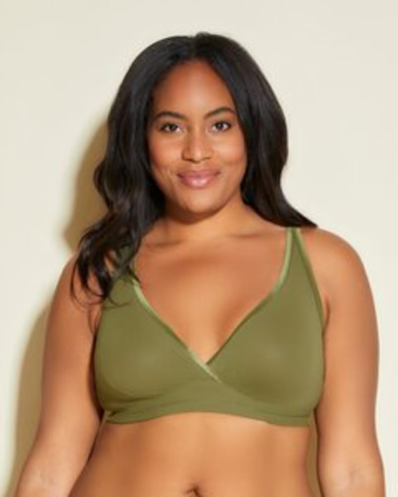 Front of a model wearing a size 1X Fiorella Bralette in Aloe by Cosabella. | dia_product_style_image_id:253573